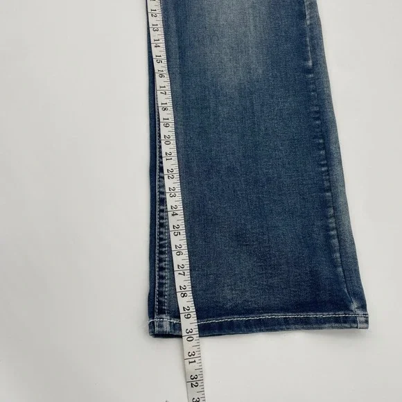 TELEPATIA Womens Blue Wash Wide Leg Mid Rise Jeans Size 11 30 Embellished Pocket - Picture 4 of 9